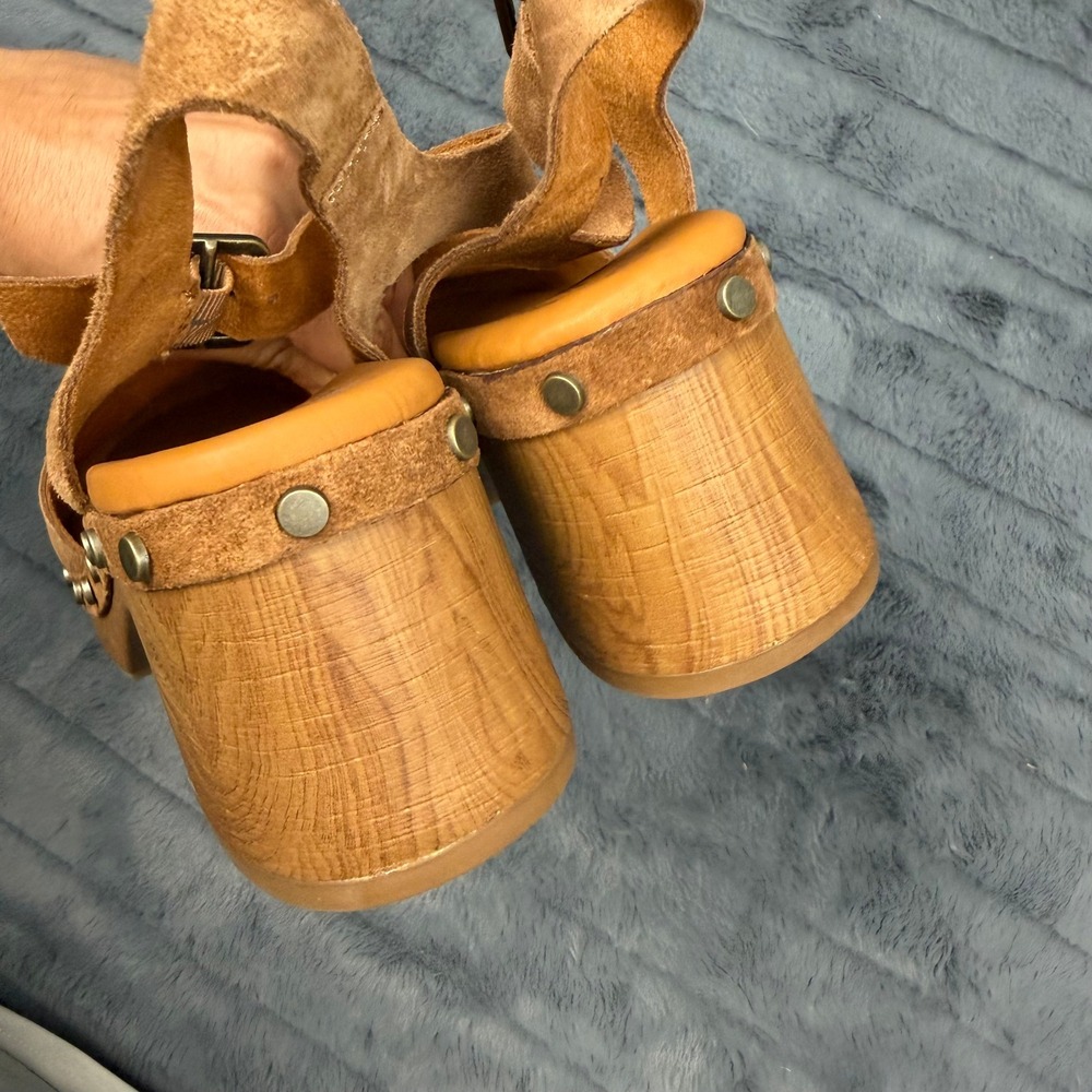 Kork-Ease Brown Suede Studded Platform Clogs Block Heel Sandals KE0027002 9M - Picture 5 of 10